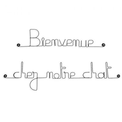 Bijoux de mur - Message fil de fer -  Bienvenue chez notre chat