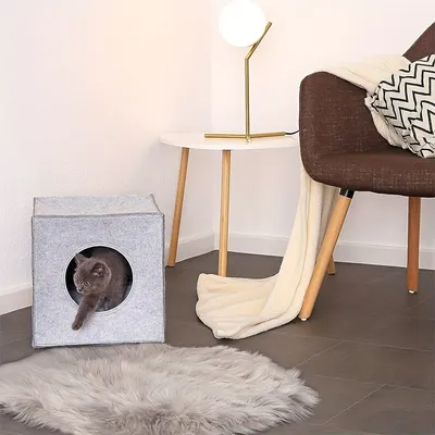 UAMLY Une grotte pour chat en feutre avec un coussin