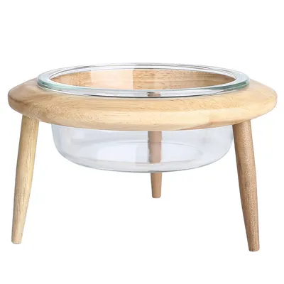 UAMLY cuenco de cristal elevado y ajustable para mascotas