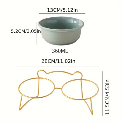 UAMLY Gamelle double en céramique pour chat avec support en fer
