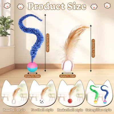 UAMLY Balle Rebondissante Chat, avec Plumes