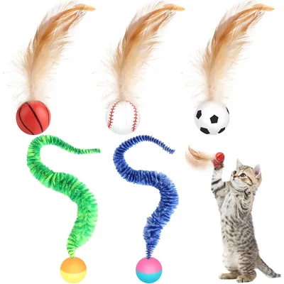 UAMLY Balle Rebondissante Chat, avec Plumes UAMLY Balle Rebondissante Chat, avec Plumes