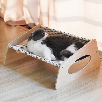 UAMLY Lit surélevé en bois pour chat