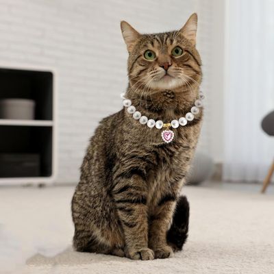 UAMLY Collar de perlas con forma de gato
