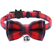 UAMLY Collar para gato con lazo a cuadros