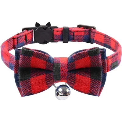 UAMLY Collier pour chat avec nœud à carreaux UAMLY Collier pour chat avec nœud à carreaux