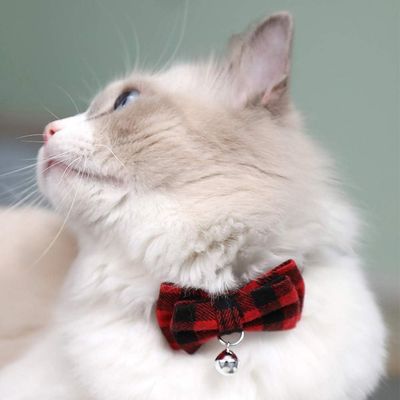 UAMLY Collar para gato con lazo a cuadros