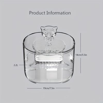 UAMLY Fontaine à eau automatique transparente pour chat