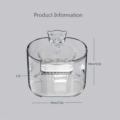 UAMLY Fontaine à eau automatique transparente pour chat