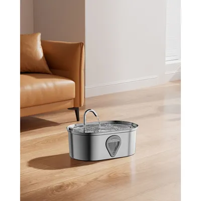 IntiMeg Fontaine à eau pour chat en acier inoxydable 3,2 litres