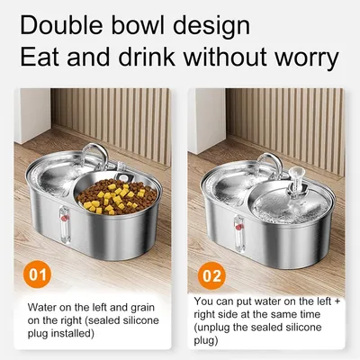 IntiMeg Fontaine à eau et mangeoire 2 en 1