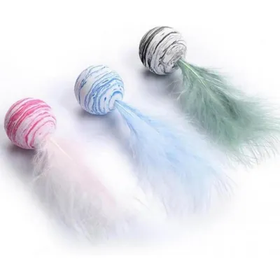 IntiMeg 3PCS Jouet Balle à plumes pour chat