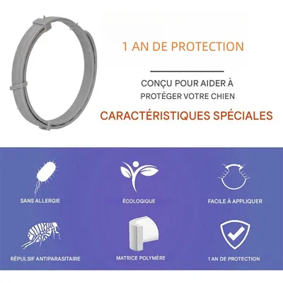 IntiMeg Collier antipuces et anti-moustiques pour chien