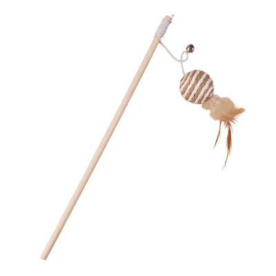 IntiMeg Canne à pêche à plumes pour chat avec des boules de sisal