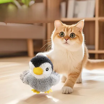 IntiMeg Nounours en peluche en forme de pingouin pour chat