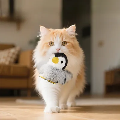 IntiMeg Nounours en peluche en forme de pingouin pour chat
