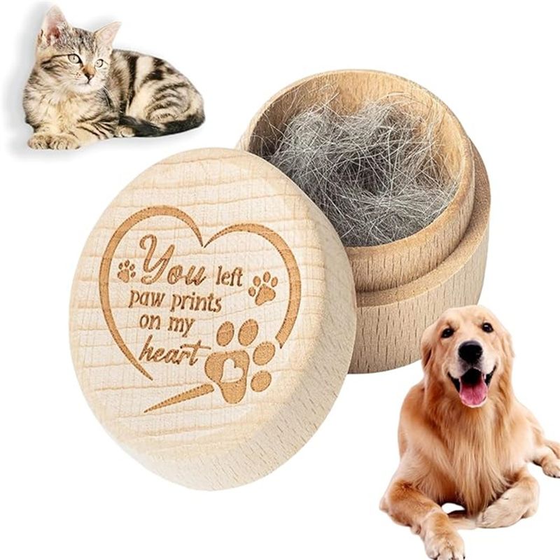 IntiMeg Boîte à souvenirs en bois pour poils d'animaux de compagnie