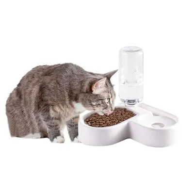 IntiMeg 2en1 Gamelle distributeur d'eau et de croquettes pour chats