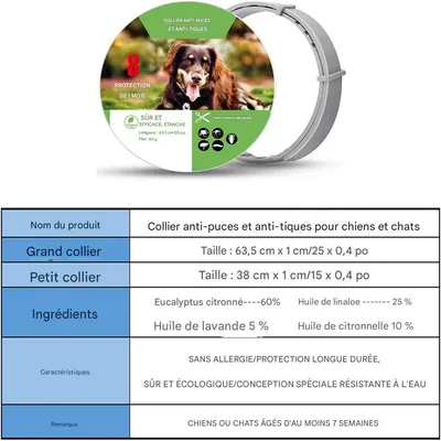 IntiMeg Collier anti - puces et anti - tiques pour chats et chiens