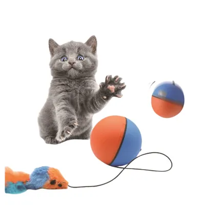 FurryFusion Pelota interactiva para gatos con plumas
