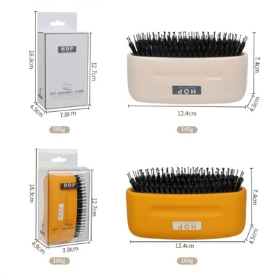 FurryFusion Brosse courbée en bois pour animaux de compagnie