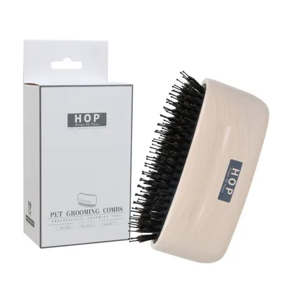 FurryFusion Brosse courbée en bois pour animaux de compagnie