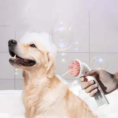 FurryFusion Brosse de bain pour animaux de compagnie à long manche
