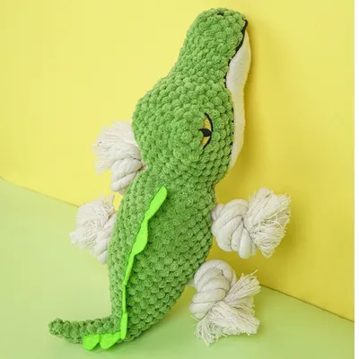 FurryFusion Jouet en corde de coton pour chien en forme d'alligator