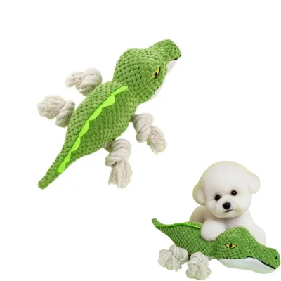 FurryFusion Jouet en corde de coton pour chien en forme d'alligator