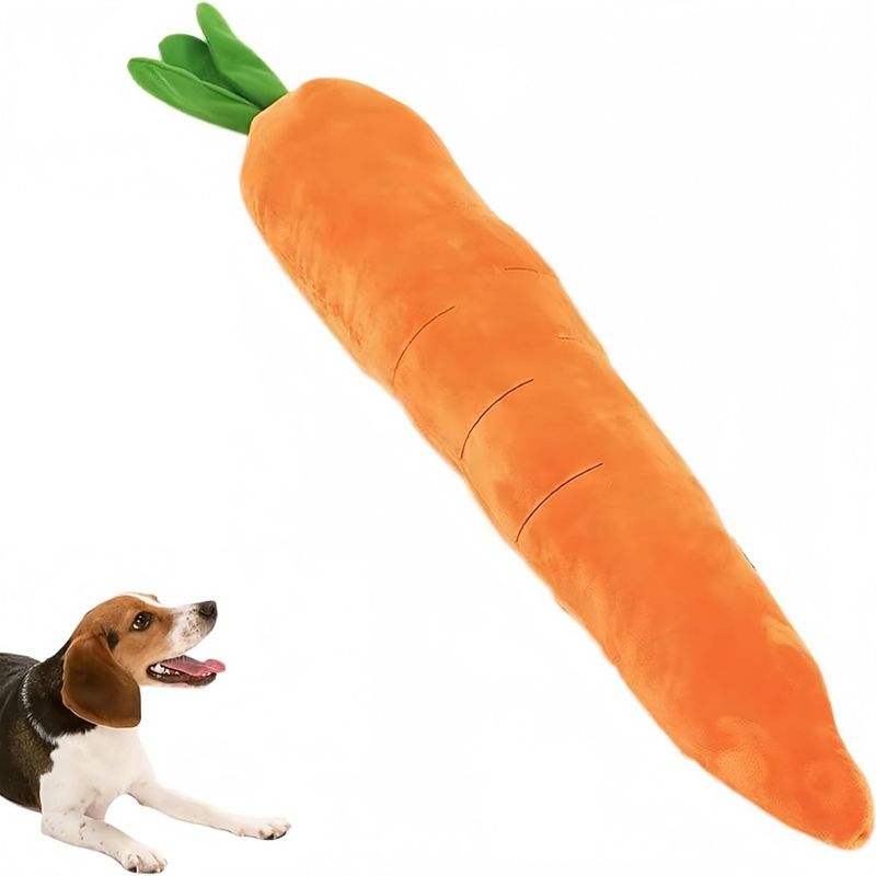 FurryFusion Plüschspielzeug für Hunde in Karottenform – 75 cm
