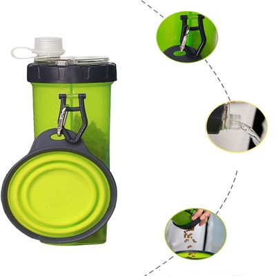FurryFusion Botella 2 en 1 para agua y comida de perro