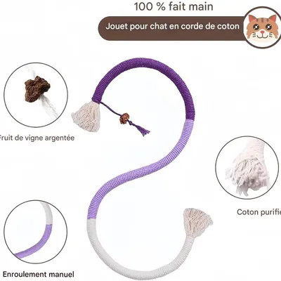 FurryFusion Lot de 3 jouets à mâcher en corde pour chat