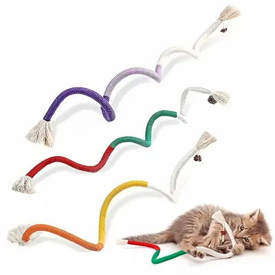 FurryFusion Lot de 3 jouets à mâcher en corde pour chat