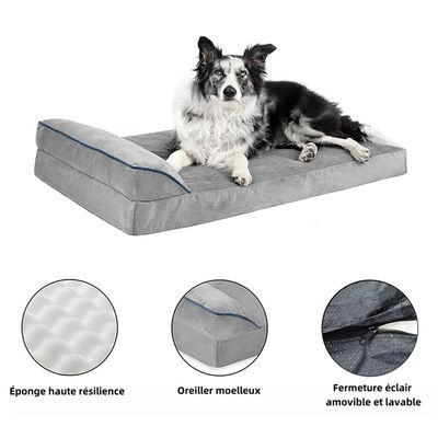 FurryFusion Panier pour chien gris avec oreiller
