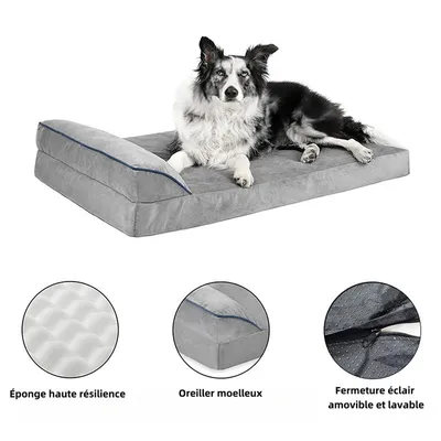 FurryFusion Panier pour chien gris avec oreiller