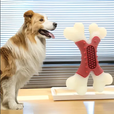 FurryFusion Juguete masticable de doble hueso para perros