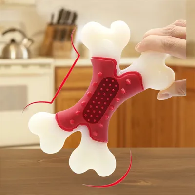 FurryFusion Juguete masticable de doble hueso para perros