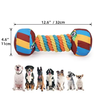 FurryFusion Jouet en peluche pour chien en forme d'haltère