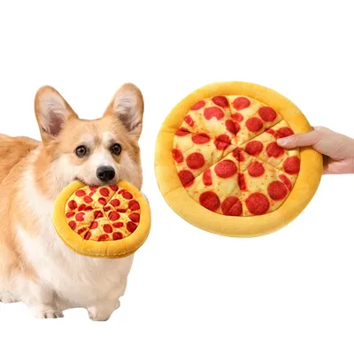 FurryFusion Jouet à pizza en peluche pour chien et chat
