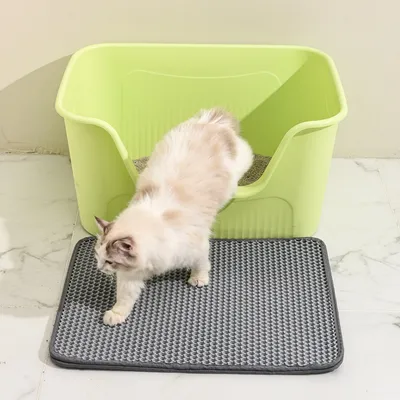 FurryFusion Tapis litière double couche pour chat