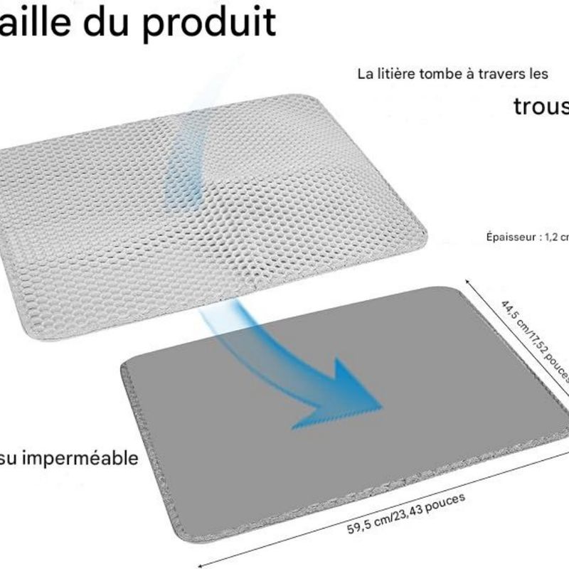 FurryFusion Tapis litière double couche pour chat