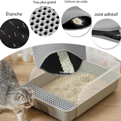 FurryFusion Tapis litière double couche pour chat