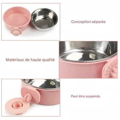 FurryFusion Gamelle amovible et suspendue en acier inoxydable pour chien