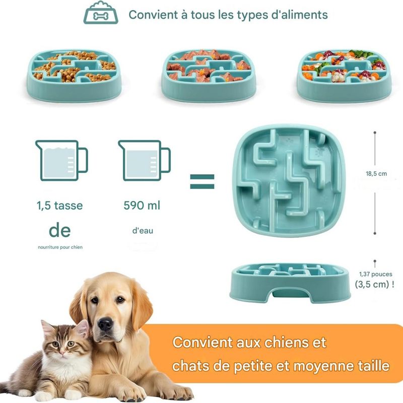 FurryFusion Gamelle anti - glouton pour chien et chat