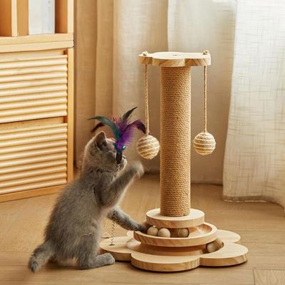 FurryFusion 4 en 1 Arbre à Chat en Bois 1 Pièce