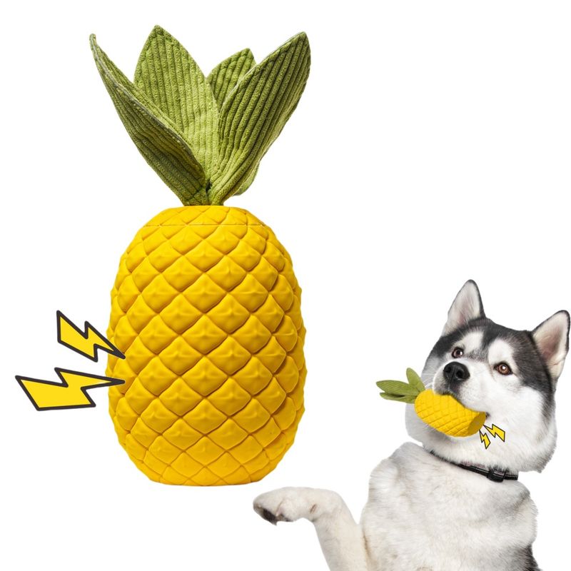FurryFusion Jouet en caoutchouc ananas pour chien