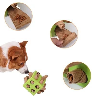 FurryFusion Jouet pour chien cube magique qui fuit de la nourriture