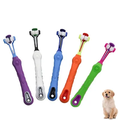 FurryFusion Brosse à dents pour animaux de compagnie à trois têtes