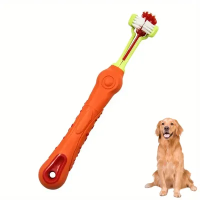 FurryFusion Brosse à dents pour animaux de compagnie à trois têtes