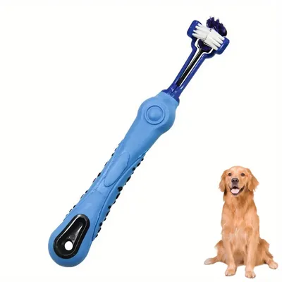 FurryFusion Brosse à dents pour animaux de compagnie à trois têtes